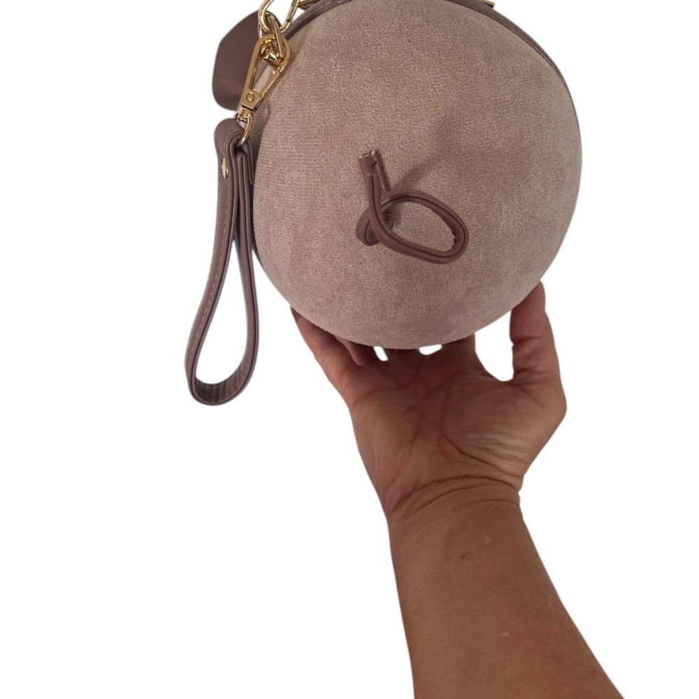 Pink Mauve PU Suede Pig Shoulder Wrist Hand Bag Cosmetic Handbag Purse - Picture 5 of 7